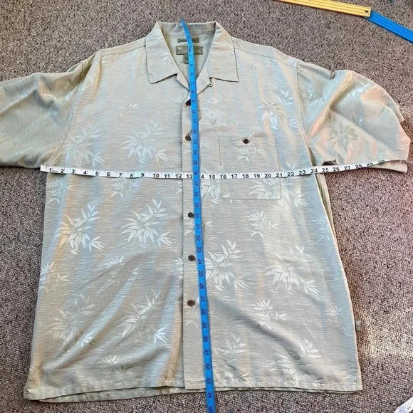 Cabana 100% Silk Washable Silk Buttons Down Hawaiian Men Shirt Size Xl - Picture 2 of 6